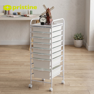 Carrito de Almacenamiento con 10 Cajones de Plástico Coloridos, Organizador con Ruedas para Oficina y Hogar, Diseño Minimalista, Fácil de Limpiar - Product Image 2