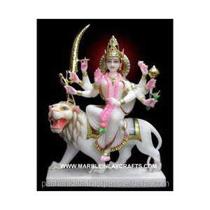 ทำด้วยมือสีขาว Durga Maa รูปปั้นหินอ่อน - Product Image 1