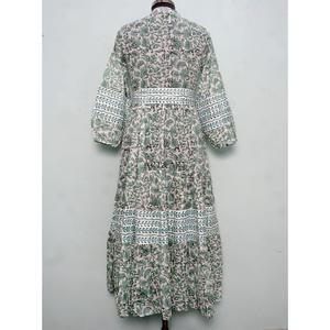 Robe longue trapèze confortable et légère pour femme, élégante, simple, à manches longues, en dentelle florale, unie, imprimée numériquement, tricotée - Product Image 6