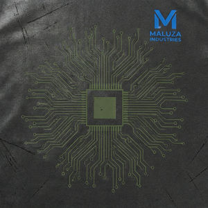 Camiseta premium futurista de estilo urbano con estampado gráfico de circuito, camiseta moderna de moda urbana MALUZA INDUSTRIES - Product Image 5