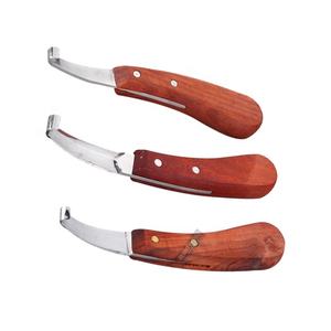 Instrument vétérinaire en acier au carbone à double tranchant, couteau à sabot de maréchal-ferrant gauche et droit avec manche en bois, vente en gros - Product Image 3