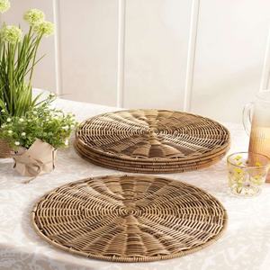 Placa de cargador de ratán de metal minimalista de 13 pulgadas, placa de cargador de ratán occidental, placa de cargador bohemio, placa de cargador de boda - Product Image 1