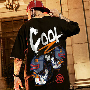 เสื้อยืดสตรีทแวร์คอกลมแขนสั้นสีดำทรงปกติสำหรับผู้ชาย งานฝีมือคุณภาพ ผ้าฝ้าย 100% ระบายอากาศได้ดี เป็นมิตรกับสิ่งแวดล้อม - Product Image 6