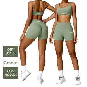 Ensemble de yoga pour femme : Crop top rose à col carré et manches longues, leggings taille haute sans couture, extensible dans les quatre sens, couleur unie - Product Image 6