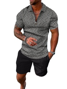 Tracksuit 2pcs Sets 3D Print Zipper Polo <b>Shirt</b> Short Sleeve <b>Shirt</b> and Shorts Casual Fashion <b>Zip</b>-Up Man 2PCS Clothing - Product Image 4