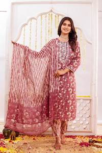 Costume en coton Satrangi Designer Mal avec poche latérale – Léger et respirant, collection ethnique 3 pièces - Product Image 2