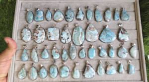 Natural Larimar Latest Gemstone Pendant Silver Plated Jewelry Pendant Necklace Fashion Jewelry Blue Larimar <b>Crystals</b> in Bulk - Product Image 4