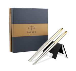 Parker Galaxy <b>Gold</b> Trim Ball <b>Pen</b> with Free Card Holder (Stainless Steel) - Product Image 3