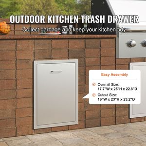 Cestino per Rifiuti Estraibile in Acciaio Inox 17.7x22.8 Pollici, Stile Rialzato, con Maniglia a Cassetto Estraibile - Product Image 6