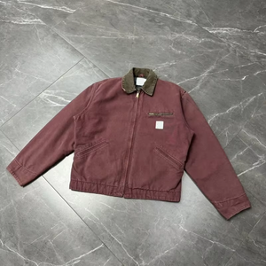Blouson Bomber en Toile pour Homme, Col Rabattu, Fermeture Éclair, Style Workwear, Couleur Unie, Coupe Classique, Hiver, Vintage, Respirant - Product Image 4