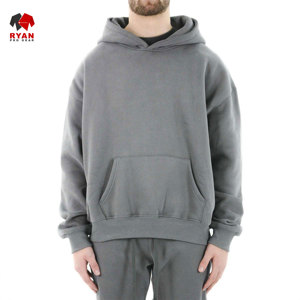 เสื้อฮู้ดดี้สตรีทแวร์แบบเรียบ ผ้าฝ้าย 100% คุณภาพสูง หนานุ่ม สไตล์พูลโอเวอร์ สำหรับผู้ชาย - Product Image 3