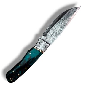 Couteaux de chasse faits main sur mesure avec lame à motif Damas et manche en bois noir pour le camping, la survie et les tâches de bushcraft - Product Image 2