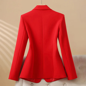 Blazer Casual para Mujer, de un Solo Botón, Manga Larga, Rojo, Negro, Blanco, Traje Entallado, Abrigo de Oficina para Mujer, Chaqueta de Moda para Otoño e Invierno - Product Image 2