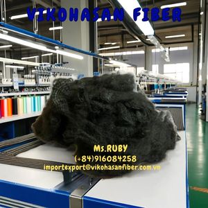 VIKOHASAN Fibre de polyester recyclée sèche solide du Vietnam 100% 6D51SD Noir 51mm Matériau de rembourrage en fil ignifuge - Product Image 2