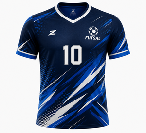 ผู้ผลิตเสื้อฟุตซอลแบบกำหนดเอง พิมพ์ลายด้วยความร้อน แขนสั้น คอวี แห้งเร็ว ระบายอากาศได้ดี โพลีเอสเตอร์ ชุดฟุตซอลทีม - Product Image 3