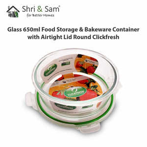 650ml Round <b>Glass</b> Food Storage & Bakeware <b>Container</b> with Airtight <b>Lid</b> Clickfresh Product - Product Image 5