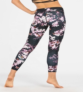 <b>Hot</b> Sale Women's Polyester Stretchy Mid-Waist Yoga Pants with Lace Decoration Sports Gym <b>Leggings</b> for Yoga Wear - Product Image 1