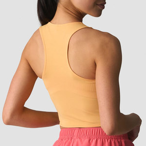 Top corto sin mangas con media cremallera, de compresión, de alta elasticidad, diseño personalizado, para gimnasio y running, con efecto push-up, de Spandex - Product Image 2