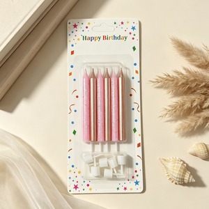 TOOWIN Gold-Accented Color-Block Birthday <b>Candles</b> (Set of 6) – Decorative Pencil-Style Cake <b>Candles</b> for Party Ambiance - Product Image 3