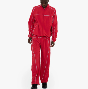 Streetwear Reflective Edging Highlighted Lines Oversized 100% Nylon Water Resistant Windbreaker <b>Jackets</b> and Pants Tracksuit Sets - Product Image 1