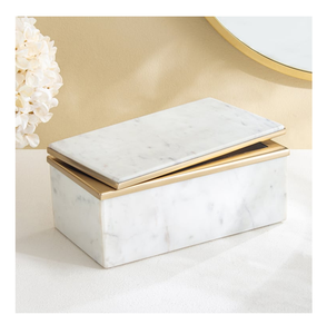 Boîte à bijoux en marbre avec bouton en laiton et couvercle à revêtement en laiton pour emballage cadeau, mariage, fête, utilisée au prix le plus bas - Product Image 5