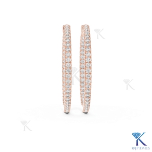 Lab Grown CVD HPHT Diamond Double Row Pave Large <b>Hoop</b> <b>Earrings</b> 14K 18K <b>Solid</b> Gold Fine Women's Wedding & Party Jewelry - Product Image 6