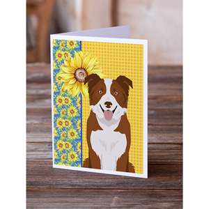 Lunatique Été Tournesols Rouge Blanc Border Collie A7 Taille 5x7 Cartes De Voeux Vierges Pack 8 Y Compris Enveloppes et Cartes De Notes - Product Image 2
