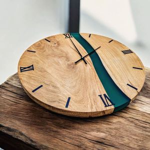 Luxury Ocean Wave Epoxy Resin <b>Wall</b> <b>Clock</b> 3D Beach Art Wood Hybrid Timepiece Handcrafted Blue Resin River <b>Wall</b> <b>Clock</b> - Product Image 3