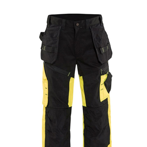 New Men High Visibility <b>Work</b> Trousers Polyester Safety <b>Pants</b> With Reflective Stripes Yellow <b>Black</b> Industrial Workwear - Product Image 4