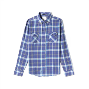 Chemise en flanelle pour homme bleu royal et rouge à carreaux, coton brossé, double poche, classique, durable, manches longues - Product Image 3