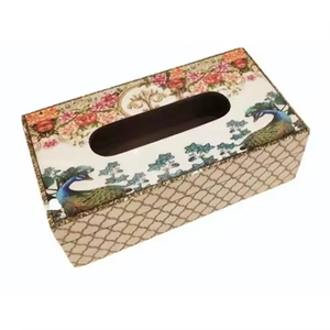Classic Printed Wooden Tissue Box Holder For Home Office & <b>Car</b> Use New Arrival Napkin Box Dispenser For <b>Table</b> Top Accessories - Product Image 5