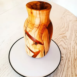 Vase à fleurs décoratif en bois naturel, moderne, écologique, fait main, diamètre personnalisable, centre de table, décoration intérieure - Product Image 4
