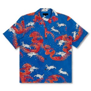 Camisas Hawaianas Casuales de Verano de Manga Corta con Cuello Mao y Estampado para Hombre - Product Image 1