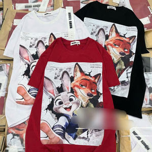 T-shirt mignon à motif de dessin animé pour femmes - Tissu en coton doux et respirant, style décontracté, parfaitement assorti aux jeans, jupes et shorts - Product Image 1