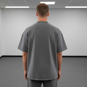 Nouveauté : T-shirts en coton surdimensionnés pour hommes, manches courtes, col rond, style streetwear décontracté, avec impression de lettres sur le devant, tissu jersey - Product Image 2