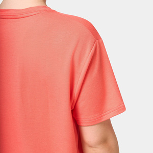 Camiseta de Cuello Redondo Extra Grande para Mujer, Manga Corta, Color Sólido, Jersey de Algodón, Transpirable, Corte Holgado, para Primavera/Verano, con Logotipo Estampado - Product Image 6