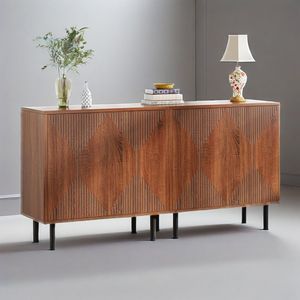 Credenza Classica Vintage in Noce da 59 Pollici, Mobile Buffet Autoportante in Legno con Vano Portaoggetti per Cucina - Product Image 4