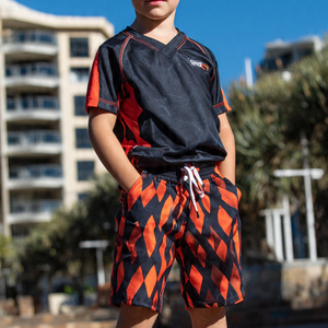 100% Polyester Jersey Footy Shorts Set Boys Footy Training Wear Footy Rugby Uniform Stripe <b>Line</b> Rugby Footy Uniforms - Product Image 3