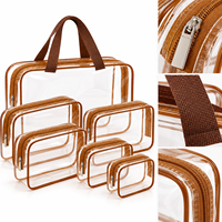 Ensemble de trousses de toilette et de maquillage personnalisées, portables, transparentes, imperméables en PVC avec fermeture éclair pour le rangement en voyage