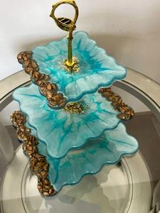 Support à gâteau moderne en résine, support à gâteau design moderne en bois à 3 niveaux, fabriqué par A S Craft Export d'Inde - Product Image 2