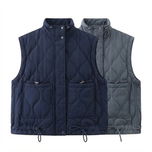 Chaqueta Varsity de Satén de Algodón para Mujer, Lavada, Transpirable, Sin Mangas, con Cremallera y Cuello Vuelto, Estilo Casual de Primavera, Venta al por Mayor - Product Image 3