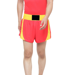 Débardeur de boxe rouge de haute qualité pour homme avec short jaune, vêtements d'arts martiaux anti-transpiration, coupe régulière, vêtements de sport pour adultes - Product Image 5