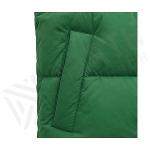 Hooded <b>Quilted</b> Vest Green Polyester Filling Winter Wear With Detachable Hood <b>Single</b> Button Closure - Product Image 5