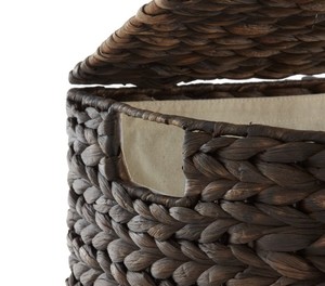 Natural Water Hyacinth Laundry Basket Corner <b>Hamper</b> with Lid Handwoven Straw Toy Clothes Storage Bin Home Organization Bulk - Product Image 3