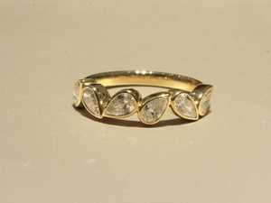 Unique Lab Grown 0.15CT Each Pear Cut Diamond 6 Stone <b>Ring</b> For Unisex 14K Solid Gold Party Proposal Gift For Girlfriend - Product Image 5