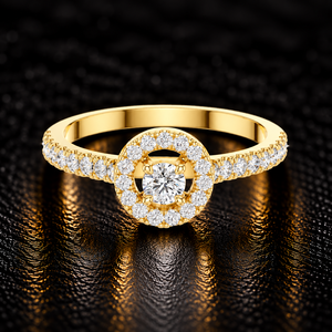 แหวนเพชรทรงกลมเพาะเลี้ยงในห้องปฏิบัติการ ทองคำแท้ 14K 18K ประดับเพชรทรงกลมแบบ Halo Pave น้ำหนัก 0.30 กะรัต DEF VVS แหวนแต่งงานสำหรับเจ้าสาว ขายส่ง - Product Image 1