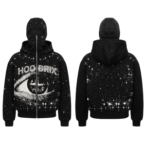 เสื้อฮู้ดดี้ ODM แบบกำหนดเอง ประดับคริสตัล Hotfix สไตล์สตรีทแวร์ ผ้าเฟรนช์เทอร์รี่ ไซส์พลัส แฟชั่นใหม่ - Product Image 1