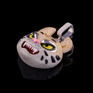 Colgante de Leopardo de Plata 925 con Moissanita, Amuleto de Animal con Incrustaciones, Joyería Chapada en Rodio para Hombre - Product Image 2