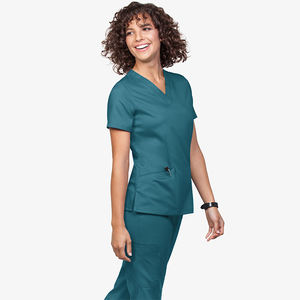 Tenue d'infirmière personnalisée de haute qualité pour femme, avec plusieurs poches, col en V, en tissu peigné, détection des aiguilles, fusion sans couture - Product Image 6