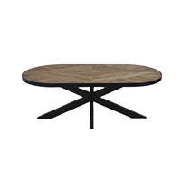Table à manger ovale extensible de style moderne avec plateau en bois de manguier et structure en fer pour la maison, le bureau, l'hôtel, la villa, design industriel